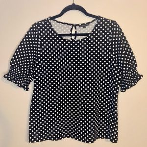 Black with white polka dot cute casual blouse